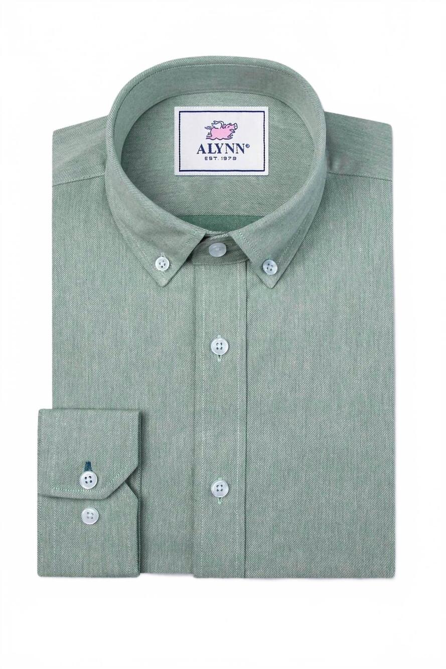NEW ALYNN men's caden casual untuckable casual fit dress shirt in green